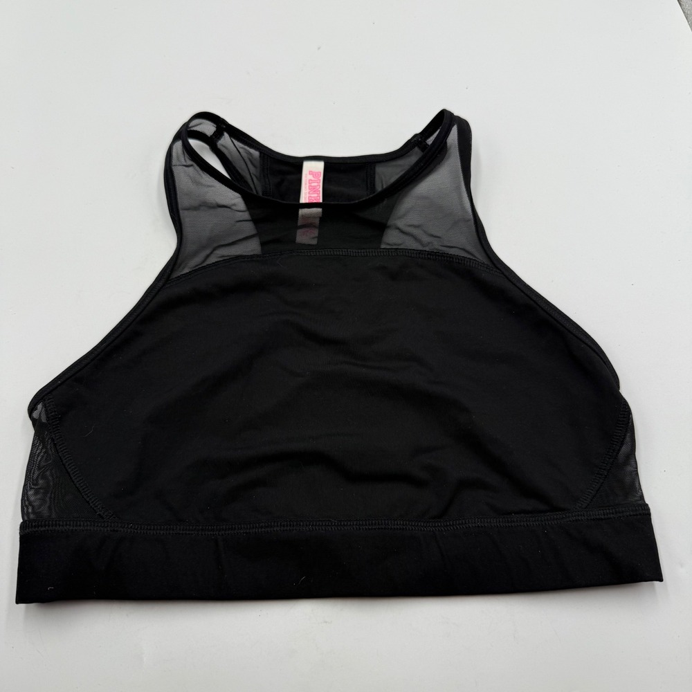 Victoria's Secret PINK Black High Neck Mesh Racerback Sports Bra Medium